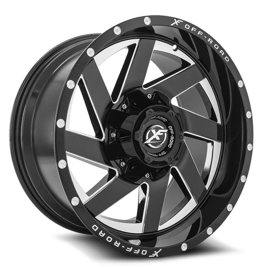 XF-205201051143127-12BM - XF Off-Road XF-205 20X10 5X114.3 / 5X127 -12mm Gloss Black & Milled - XF Off-Road Wheels Canada