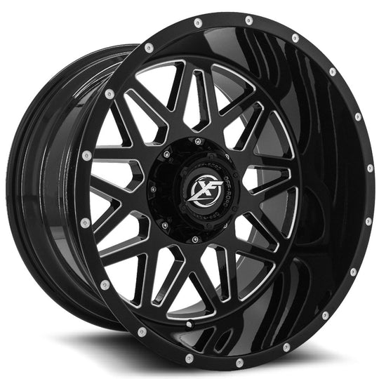 XF-2112414BLANK5/6-76GBML - XF Off-Road XF-211 24X14 Blank 5X/6X -76mm Gloss Black & Milled - XF Off-Road Wheels Canada