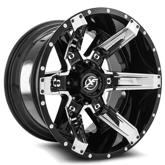 XF-214201051271397-12GBCIS - XF Off-Road XF-214 20X10 5X139.7 / 5X127 -12mm Black & Chrome - XF Off-Road Wheels Canada