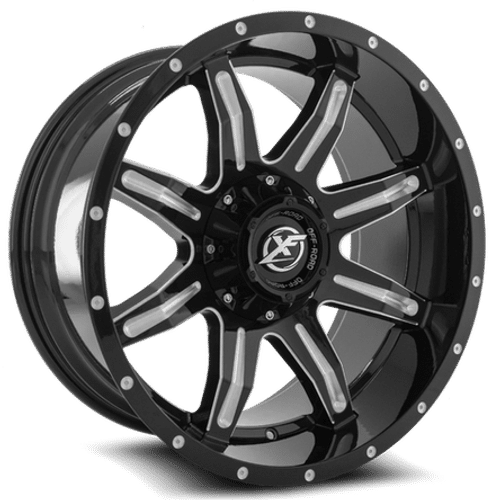 XF-21520908165117012GBMLR - XF Off-Road XF-215 20X9 8X170 / 8X165.1 12mm Gloss Black Milled Red - XF Off-Road Wheels Canada
