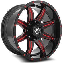 Load image into Gallery viewer, XF-21520105X6XBL-12GBRM - XF Off-Road XF-215 20X10 Blank 5X/6X -12mm Gloss Black &amp; Red Milled - XF Off-Road Wheels Canada
