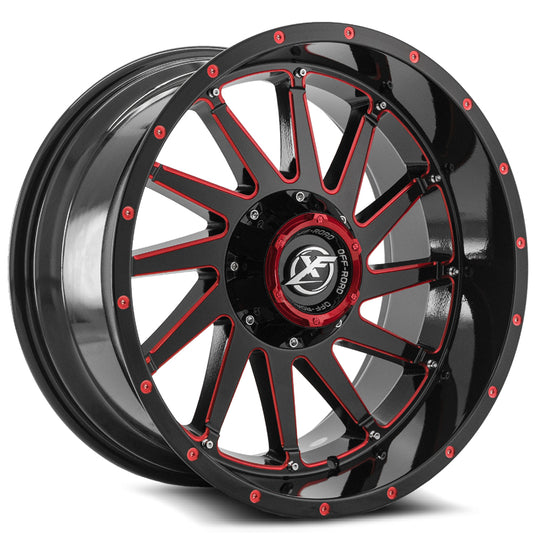 XF-216201081651180-12GBRM - XF Off-Road XF-216 20X10 8X165.1 / 8X180 -12mm Black & Red - XF Off-Road Wheels Canada