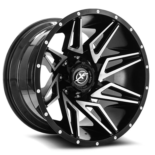 XF-218201081651180-24BM - XF Off-Road XF-218 20X10 8X180 / 8X165.1 -24mm Black & Machined - XF Off-Road Wheels Canada