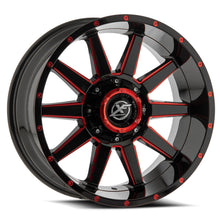Charger l'image dans la galerie, XF-219201061351397-24GBRM - XF Off-Road XF-219 20X10 6X139.7 / 6X135 -24mm Gloss Black &amp; Red Milled - XF Off-Road Wheels Canada