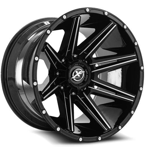 XF-220201251271397-44GBML - XF Off-Road XF-220 20X12 5X127 / 5X139.7 -44mm Gloss Black Milled - XF Off-Road Wheels Canada