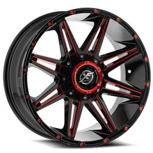 Charger l'image dans la galerie, XF-220221261351397-44GBRM - XF Off-Road XF-220 22X12 6X135 / 6X139.7 -44mm Gloss Black &amp; Red Milled - XF Off-Road Wheels Canada