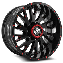 Charger l'image dans la galerie, XF-221201051397150-12GBMLR - XF Off-Road XF-221 20X10 5X139.7 / 5X150 -12mm Gloss Black &amp; Red Milled - XF Off-Road Wheels Canada