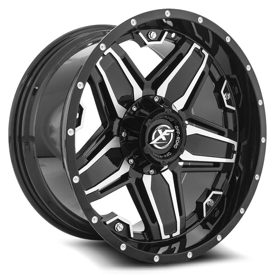 XF-223201251397150-44GBM - XF Off-Road XF-223 20X12 5X150 / 5X139.7 -44mm Gloss Black & Machined - XF Off-Road Wheels Canada