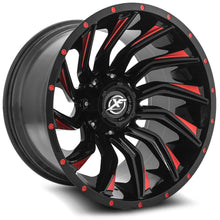 Charger l'image dans la galerie, XF-224241451271397-76GBMLR - XF Off-Road XF-224 24X14 5X127 / 5X139.7 -76mm Gloss Black &amp; Red Milled - XF Off-Road Wheels Canada