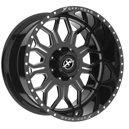 XF-227201051271397-12GBML - XF Off-Road XF-227 20X10 5X139.7 / 5X127 -12mm Gloss Black & Milled - XF Off-Road Wheels Canada
