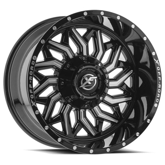 XF-228201081651170-12GBML - XF Off-Road XF-228 20X10 8X170 / 8X165.1 -12mm Gloss Black & Milled - XF Off-Road Wheels Canada