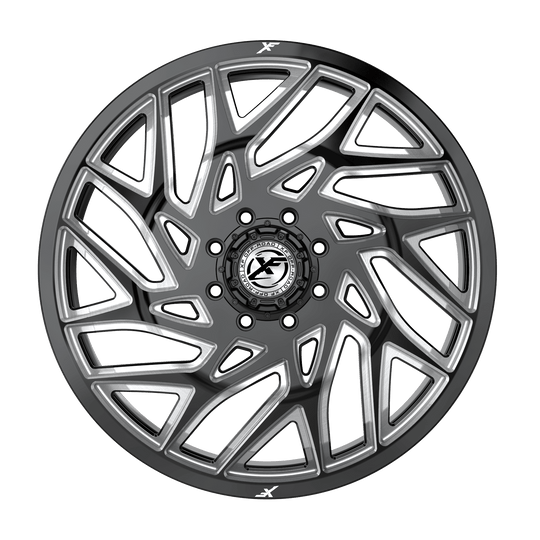 229F208258110GBML - XF Offroad XF-229 Dually 20X8.25 8X165.1 ET 110MM Gloss Black Milled - XF Offroad Wheels Canada