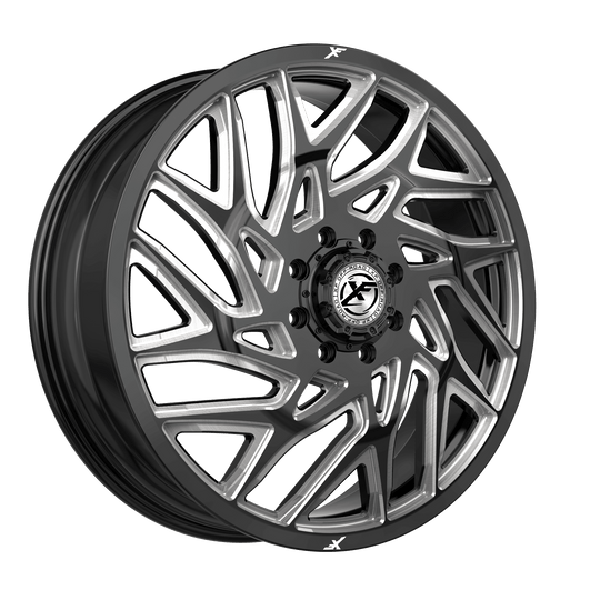 229F228258110GBML - XF Offroad XF-229 Dually 22X8.25 8X165.1 ET 110MM Gloss Black Milled - XF Offroad Wheels Canada