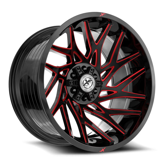 XF-229201061351397-12GBRM - XF Off-Road XF-229 20X10 6X139.7 / 6X135 -12mm Gloss Black & Red Milled - XF Off-Road Wheels Canada