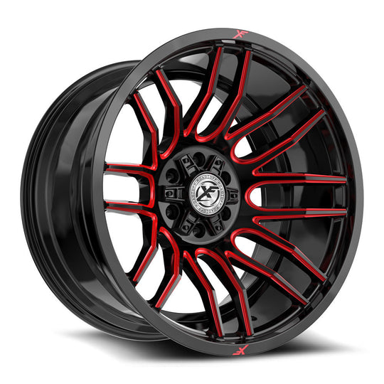 XF-2322010BLANK-24GBMLR - XF Off-Road XF-232 20X10 Blank -24mm Gloss Black & Red Milled - XF Off-Road Wheels Canada