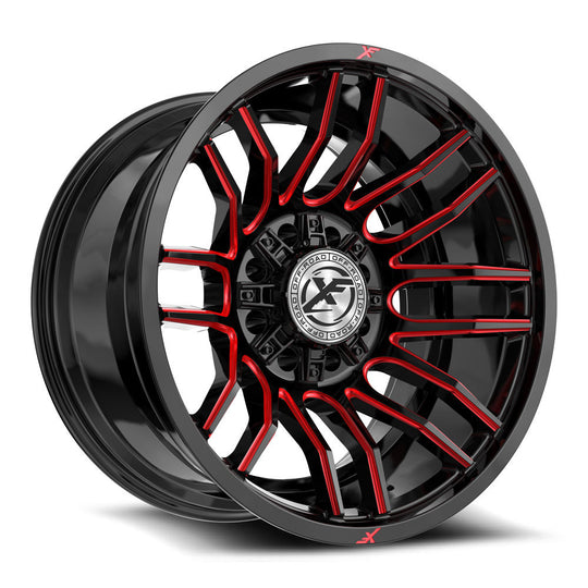 XF-23220128XBLANK-24GBMLR - XF Off-Road XF-232 20X12 Blank 8X -24mm Gloss Black & Red Milled - XF Off-Road Wheels Canada