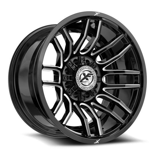 XF-23222128XBLANK-24GBML - XF Off-Road XF-232 22X12 Blank 8X -24mm Gloss Black & Milled - XF Off-Road Wheels Canada