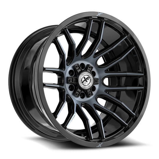 XF-2322614BLANK-76GBMTITDDT - XF Off-Road XF-232 26X14 Blank -76mm Gloss Black & Machined Titanium Double Dark Tint - XF Off-Road Wheels Canada