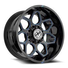 Charger l'image dans la galerie, XF-233201081651170-12GBBM - XF Off-Road XF-233 20X10 8X165.1 / 8X170 -12mm Gloss Black &amp; Blue Milled - XF Off-Road Wheels Canada