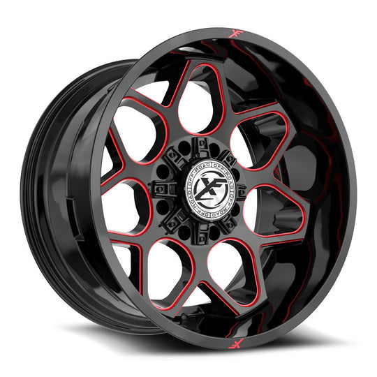 XF-23322128170180-44GBMLR - XF Off-Road XF-233 22X12 8X180 / 8X170 -44mm Black & Red - XF Off-Road Wheels Canada