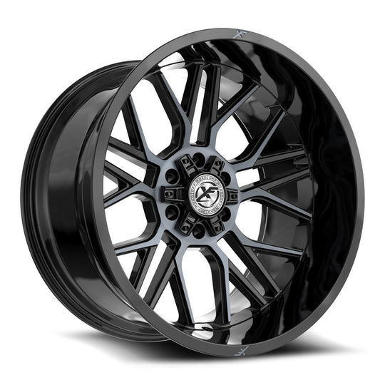 XF-235201051271397-24BMTDT - XF Off-Road XF-235 20X10 5X127 / 5X139.7 -24mm Gloss Black & Machined Titanium Double Dark Tint - XF Off-Road Wheels Canada