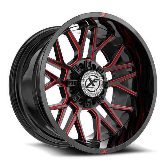 XF-235221281701651-44GBMLR - XF Off-Road XF-235 22X12 8X170 / 8X165.1 -44mm Black & Red - XF Off-Road Wheels Canada