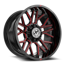 Load image into Gallery viewer, XF-23522128XBLANK-44GBMLR - XF Off-Road XF-235 22X12 Blank 8X -44mm Gloss Black &amp; Red Milled - XF Off-Road Wheels Canada