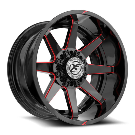 XF-23624148180170-76GBMLR - XF Off-Road XF-236 24X14 8X180 / 8X170 -76mm Black & Red - XF Off-Road Wheels Canada