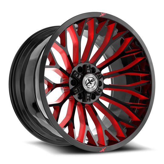 XF-237201061351397-12GBRW - XF Off-Road XF-237 20X10 6X139.7 / 6X135 -12mm Gloss Black & Red Milled - XF Off-Road Wheels Canada