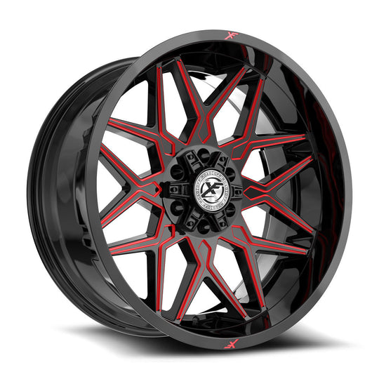 XF-238201056XBLANK-12GBMLR - XF Off-Road XF-238 20X10 Blank 5X/6X -12mm Gloss Black & Red Milled - XF Off-Road Wheels Canada