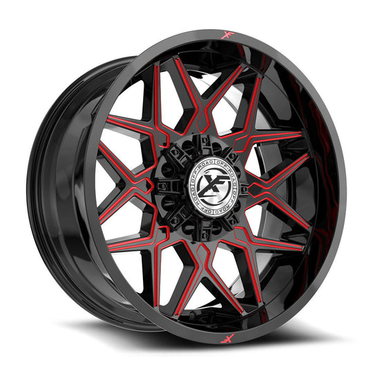 XF-238201081651170-24GBRM - XF Off-Road XF-238 20X10 8X170 / 8X165.1 -24mm Black & Red - XF Off-Road Wheels Canada