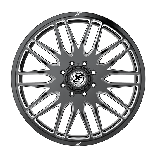 240F208265110GBML - XF Offroad XF-240 Dually 20X8.25 10X225 ET 110MM Gloss Black Milled - XF Offroad Wheels Canada