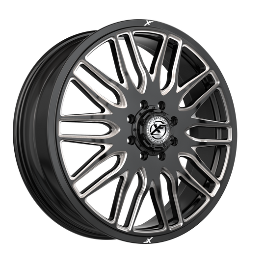 240F208258110GBML - XF Offroad XF-240 Dually 20X8.25 8X165.1 ET 110MM Gloss Black Milled - XF Offroad Wheels Canada