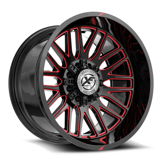 XF-240201081651170-24GBRM - XF Off-Road XF-240 20X10 8X165.1 / 8X170 -24mm Black & Red - XF Off-Road Wheels Canada