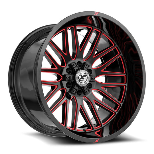 XF-2402412BLANK-44GBMLR - XF Off-Road XF-240 24X12 Blank -44mm Gloss Black & Red Milled - XF Off-Road Wheels Canada