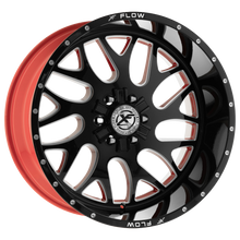 Load image into Gallery viewer, XFX-301241451271397-76GBRWMW - XFX Flow XFX-301 24X14 5X127 / 5X139.7 -76mm Gloss Black &amp; Milled With Red Inner - XFX Flow Wheels Canada