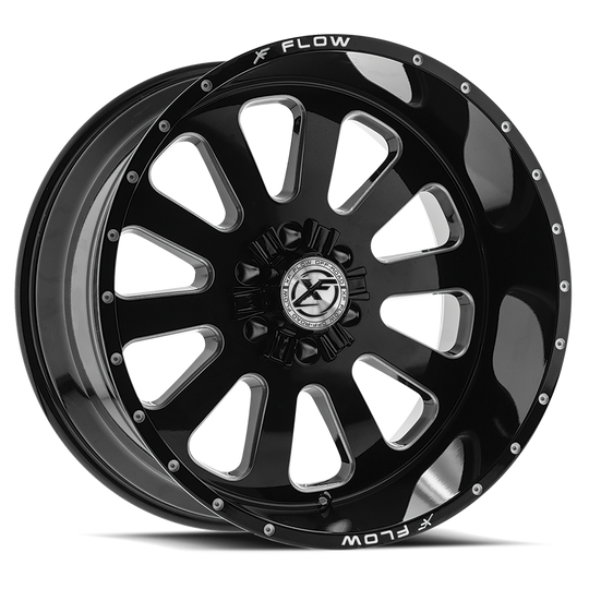 XFX-302221281651170-44BMW - XFX Flow XFX-302 22X12 8X170 / 8X165.1 -44mm Gloss Black & Milled - XFX Flow Wheels Canada