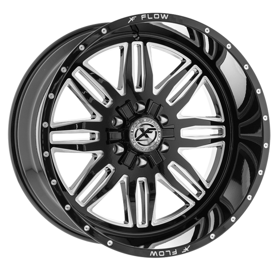 XFX-303221251143127-44BMW - XFX Flow XFX-303 22X12 5X127 / 5X114.3 -44mm Gloss Black & Milled - XFX Flow Wheels Canada