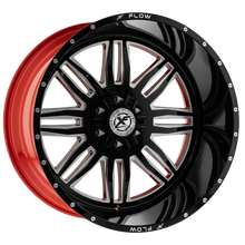 Charger l'image dans la galerie, XFX-303261261351397-44GBRWMW - XFX Flow XFX-303 26X12 6X139.7 / 6X135 -44mm Gloss Black &amp; Milled With Red Inner - XFX Flow Wheels Canada
