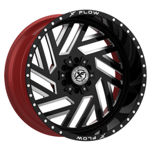 Charger l'image dans la galerie, XFX-304241251271397-44GBRWMW - XFX Flow XFX-304 24X12 5X127 / 5X139.7 -44mm Gloss Black &amp; Milled With Red Inner - XFX Flow Wheels Canada