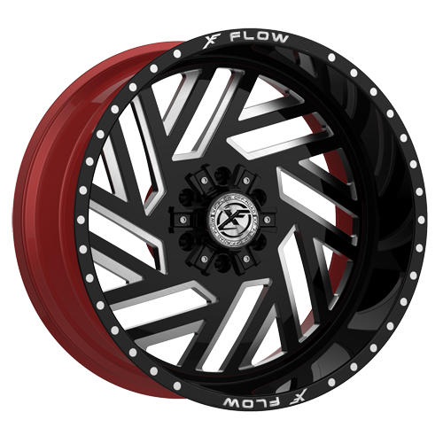 XFX-304241251271397-44GBRWMW - XFX Flow XFX-304 24X12 5X127 / 5X139.7 -44mm Gloss Black & Milled With Red Inner - XFX Flow Wheels Canada