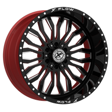Charger l'image dans la galerie, XFX-305241461351397-76GBRWMW - XFX Flow XFX-305 24X14 6X135 / 6X139.7 -76mm Gloss Black &amp; Milled With Red Inner - XFX Flow Wheels Canada
