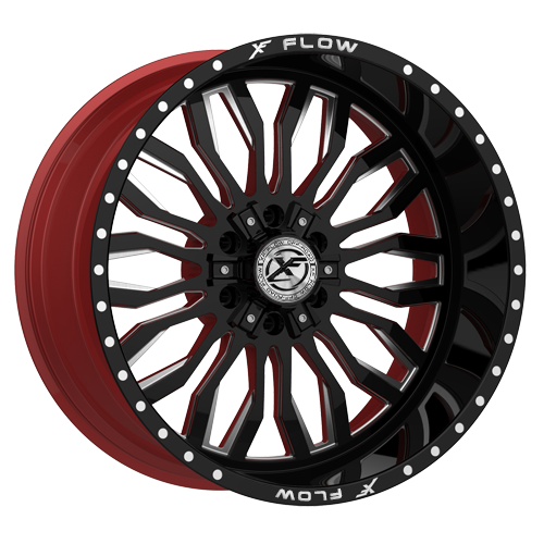 XFX-305241461351397-76GBRWMW - XFX Flow XFX-305 24X14 6X135 / 6X139.7 -76mm Gloss Black & Milled With Red Inner - XFX Flow Wheels Canada