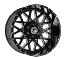 Charger l'image dans la galerie, XFX-307261251271397-44BMW - XFX Flow XFX-307 26X12 5X127 / 5X139.7 -44mm Gloss Black &amp; Milled - XFX Flow Wheels Canada