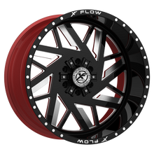 Charger l'image dans la galerie, XFX-N-306241451271397-76GBRWMW - XFX Flow XFX-306 24X14 5X127 / 5X139.7 -76mm Gloss Black &amp; Milled With Red Inner - XFX Flow Wheels Canada