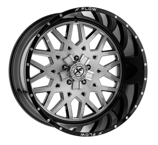 XFX-N-307261251271397-44GBBRMW - XFX Flow XFX-307 26X12 5X127 / 5X139.7 -44mm Brushed & Milled With Black Lip - XFX Flow Wheels Canada