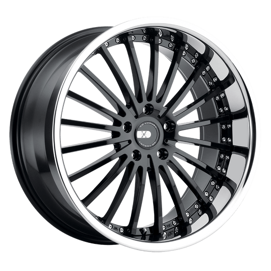 2010NEW425114B72E - XO New York 20X10 5X114.3  42mm Gloss Black W/ Stainless Steel Lip - XO Wheels Canada