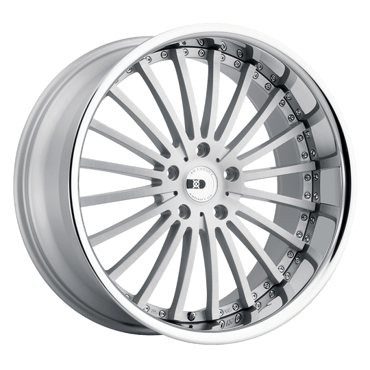 2290NEW405114S73 - XO New York 22X9 5X114.3  40mm Matte Silver W/ Brushed Face & Stainless Steel Lip - XO Wheels Canada