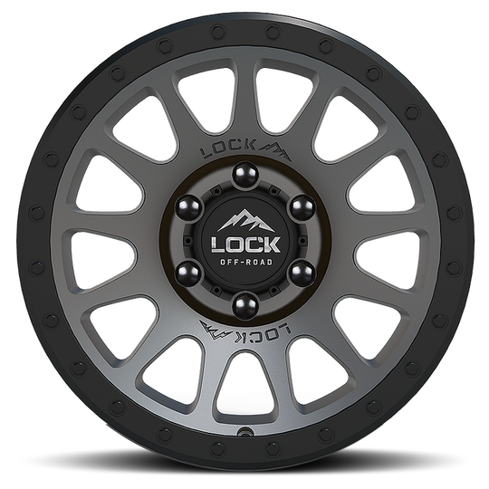YOSEMITE-7963MGMBR - Lock Offroad Yosemite 17X9 6X135 ET 0mm Matte Grey With Black Ring - Lock Offroad Wheels Canada