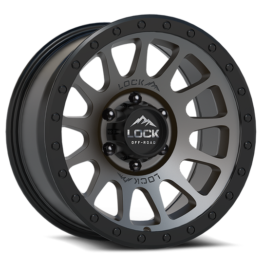YOSEMITE-7957MGMBR - Lock Offroad Yosemite 17X9 5X127 ET 0mm Matte Grey With Black Ring - Lock Offroad Wheels Canada